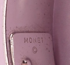 Vintage Shiny Monet Silver Tone 6 1/2″ Hinged Tension 10mm Bangle Bracelet