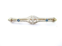 14k Gold Platinum Top Edwardian Bar Brooch Collar Pin