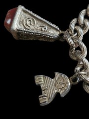 Vintage Egyptian Revival Goldtone Charm Bracelet 6.5 In