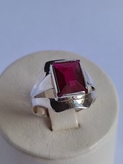 Old Vintage Soviet Union Silver 875 Ring USSR Red Stone Ruby Size US 7 (17 mm)