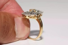 Antique Art Deco Style Round Lab-Grown Diamond Engagement Gift Ring 14K Gold FN