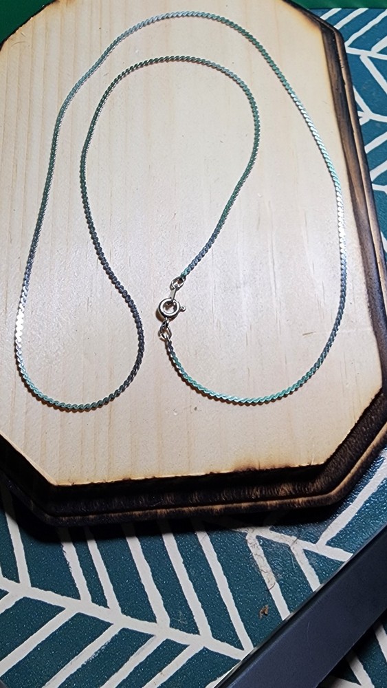 Vintage Silver Tone Flat Serpentine Link Chain Necklace Stamped Korea