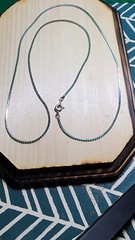 Vintage Silver Tone Flat Serpentine Link Chain Necklace Stamped Korea