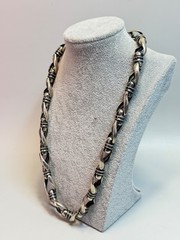 Sterling Silver Men’s Chain Modernist Necklace Twisted Links Capsule Bars 22”