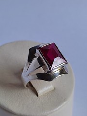Old Vintage Soviet Union Silver 875 Ring USSR Red Stone Ruby Size US 7 (17 mm)