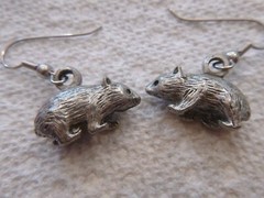 Vintage Sterling/Pewter From Australia Wombat Earrings Very Detailed Unique