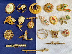Vtg Brooch Lot DoneGal Barlow Napier Sarah Cov Avon Scatter Pins Costume Jewelry