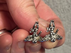 Vintage Silver Tone Large Cherub Angel Post Earrings