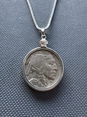 Beautiful Buffalo Nickel Necklace – Authentic Coins – 20in Stainless Chain