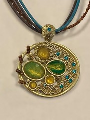 Women’s necklace Vintage Bohemian stone pendant 4 strand necklace