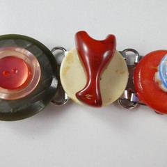 Vintage SARAH COVENTRY Lucite Disc Button Bracelet Large Round Links Silver Tone