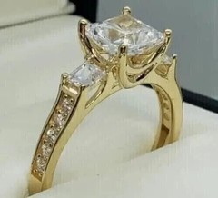 2.25Ct VVS1 Princess Cut Lab Created Diamond Engagement Wedding 14K Gold FN Ring