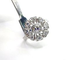 Stunning Vintage Floriform OEC Diamond Platinum Cocktail Ring–Milgrain Edging