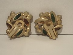 Vintage D&E Juliana Topaz Orange Brooch and Earring Set, Costume Jewelry