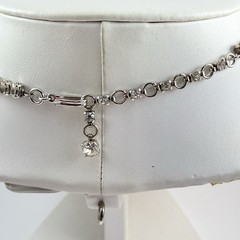 Vintage TRIFARI Signed Oval Rhinestone Silver Tone Tennis Necklace 16.5″