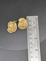 Vintage Gold Tone Textured Clip On Earrings Abstract Organic Modernist