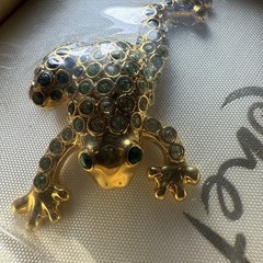 Monet pin brooch Frog rhinestones vintage unused 80’s Mint In Box