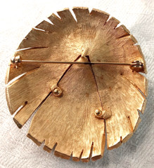 3 Piece Set Vintage Pin Brooch & Clip On Earrings Silver Gold Tone Metal 2 1/4″