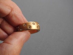 matte gold electroplate band ring with inset clear rhinestones 6