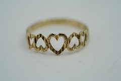 Vintage 1990s 10k Diamond Cut Heart Ring Size 7.25 0.89g