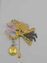 Vintage Rossi Fairy Angel Enamel Metal Stick Pin Brooch
