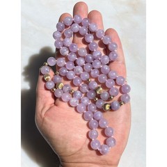 VINTAGE PASTEL PURPLE LAVENDER AMETHYST BEADED NECKLACE 14K GOLD RIBBED BEADS