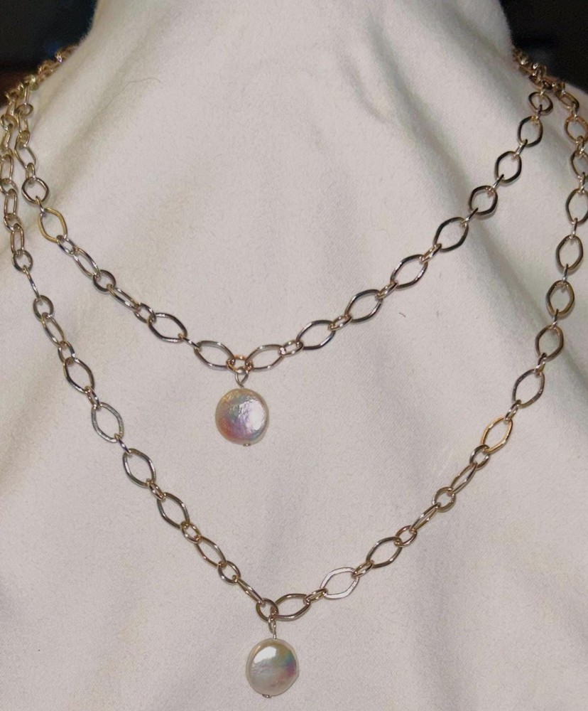 Orgami Owl Vintage Silver Tone Flat Link Chain Necklace, Signed Tag, Classic Lay