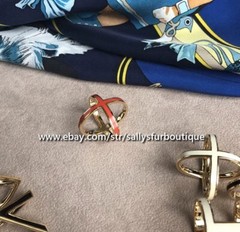 Sallys Quality 100% Brass & Enamel Scarf Ring Chain Buckles Brooch For Scarves