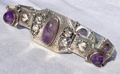 Antique Arts & Crafts 1908-1910 THEODOR FAHRNER Amethyst 935 Sterling Bracelet