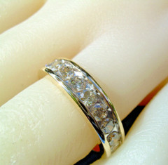 Original EARTH MINED DIAMOND Deco Wedding Band Anniversary Ring SOLID 14K GOLD 7