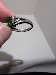 Vintage Sterling Silver Cubic Zirconia Simulated Emerald Ring Size 7.5