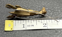 Unique Mixed Metal Modernist Vintage Lobster Brass Tone Figural Pierced Earrings