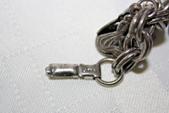 Vintage Signed CORO Silver Tone Wax Fob Seals Faux Coins Beads 7″ Charm Bracelet