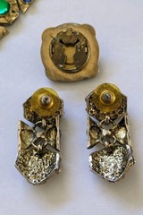 Vintage Mughal Gripoix Poured Glass Necklace Earrings Bracelet Button Cover Set