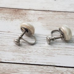 Vintage Screw On Earrings – Small & Simple Faux Pearl Style Just Under 0.5″