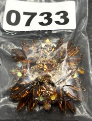 Vintage Juliana Gold Tone Faux Amber AB Rhinestone Starburst Flower Brooch Pin