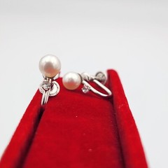 Vintage 1960s JMS 1/20 12k GF White Gold w/ Natural Pearl & Crystal Earrings