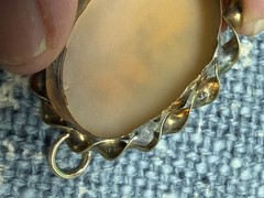 Antique Victorian Gold Filled Shell Cameo Rebecca At The Well Pendant 1870s