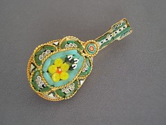 Vintage Italian Micro Mosaic Millefiori Figural Mandolin Pin