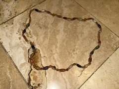 Vintage Aqeeq Agate Carnelian Bead Necklace Hand-Knotted Beirut Lebanon Souk 80s