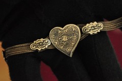 Vintage European Sterling Silver Niello Heart Bracelet – Multi‑Chain, 7″, 20g