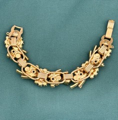 Vintage DeLizza & Elster JULIANA Gold Pastel Blue Pink Green Rhinestone Bracelet