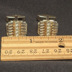 Las Vegas Glam 1950s 1960s Mens Cufflinks and Money Clip Corbi Quality Gold