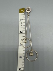 Vtg Sterling Silver 925 Long Modernist Dangle Earrings Abstract Spheres 4” Drop