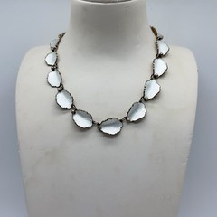 VTG Norway Hans Myhre Sterling Silver White Enamel 15″ Necklace 37g #gag