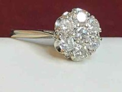 2Ct Round Cut lab Created Diamond Art Deco 14K White Gold Finish Engagement Ring