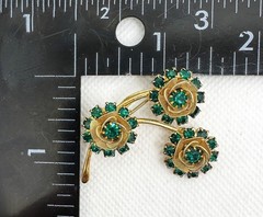 Vintage Judy Lee Jewels Green Gold Earrings & Matching Brooch On Original Tag