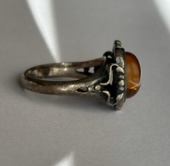 Vintage 925 Sterling Silver Honey Amber Ring Size 6 Stamped BY or BV 4.54g