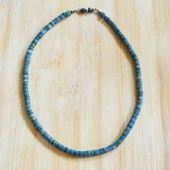 VTG Blue Sponge Coral Necklace Genuine Natural beaded Heishi Beads 16g 16.5″L