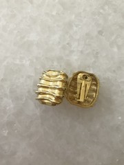 Vintage Clip-on Earrings Goldtone Square Shape With Waves